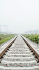 Obraz premium Endless Railroad: A Journey into the Horizon on Misty Rails