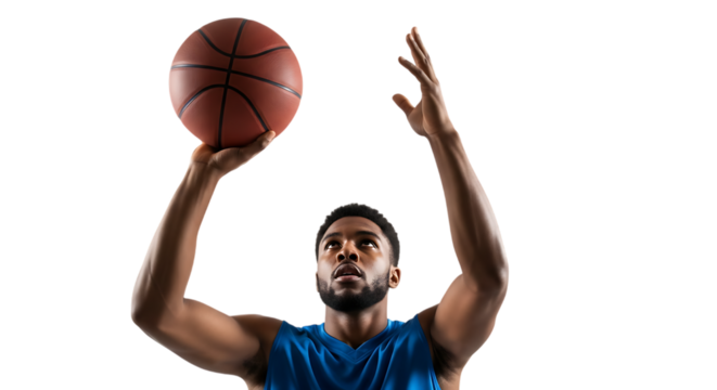 Player prepares to shoot basketball in gym during practice session