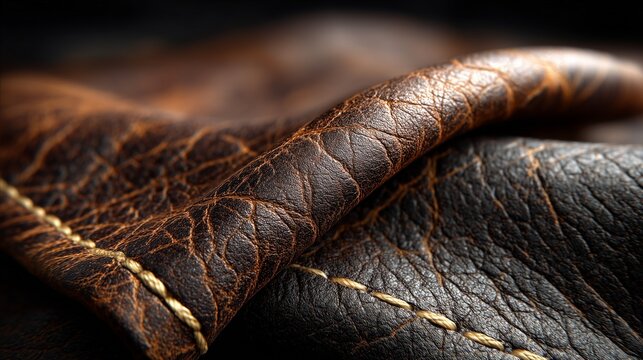 Close-up of stitched leather showcasing texture and details