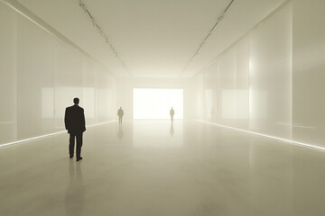 Obraz premium Infinite white room with central display surface