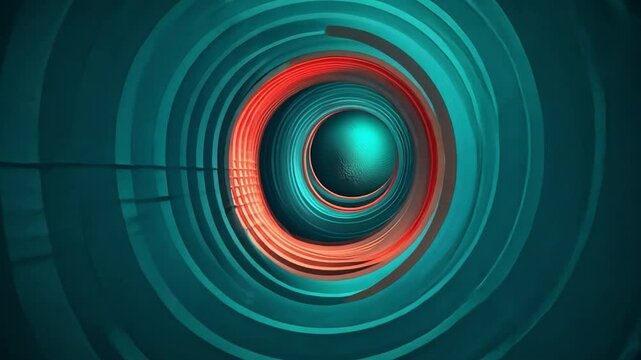 Mesmerizing abstract design with vibrant circular patterns in red, orange, and teal, creating captivating sense of depth and movement through stunning visual journey.