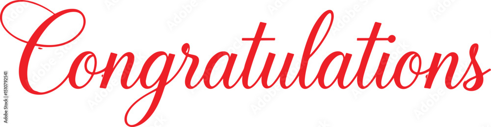 Fototapete elegant red text 'congratulations' in script style on a white background