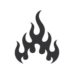 Stylized Black and White Flame Design Element for Graphic Design Projects and Creative Visuals on a Clean White Background