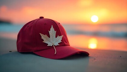 Maple Leaf Emblem Cap

Sunny Autumn Cap Display

Red Beige Cap Outdoors

Picnic Table Cap with Maple Leaf

Fall Season Cap Photo