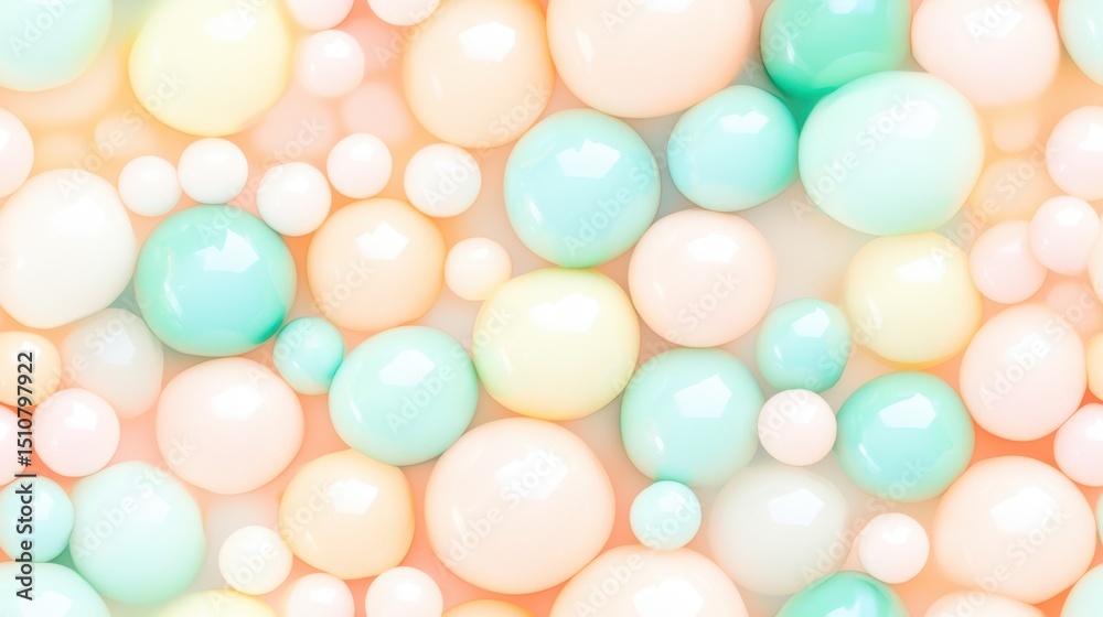 Poster abstract pastel spheres: a mesmerizing array of pastel spheres in a soft, dreamy composition of vari