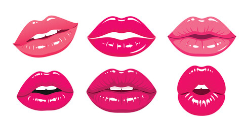 Obraz premium Collection of Various Pink Lipstick Styles for Makeup and Sensuality Inspiration