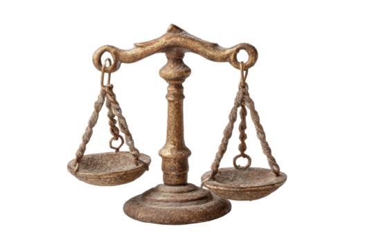 PNG Rustic vintage balance scale with chains and textured metal design