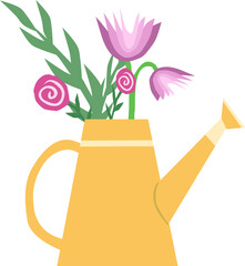  Kwiaty w konewce – ilustracja ogrodowa © Laura