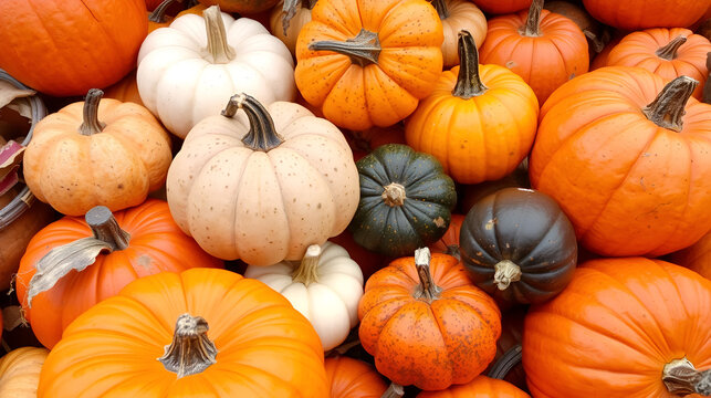 Pumpkins and gourds autumn harvest