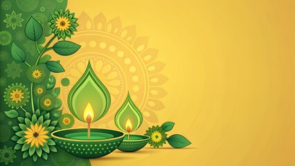 Diwali creative concept on  a yellow background 