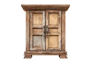 PNG Rustic wooden wardrobe with dual doors and textured finish