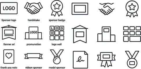 Business sponsor icons collection for promotion and awards design
