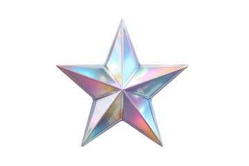 Obraz premium PNG Holographic iridescent star with multicolored shining surface