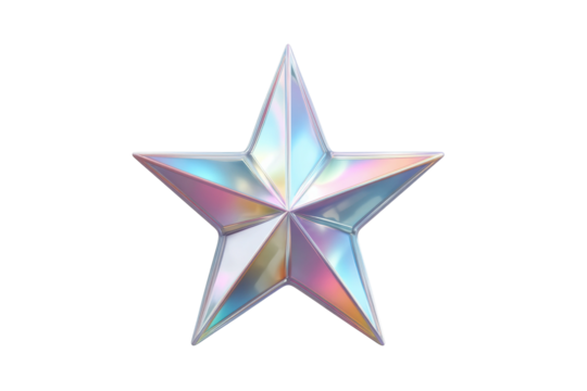 PNG Holographic iridescent star with multicolored shining surface