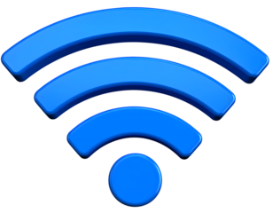 WiFi symbol, radiating, blue