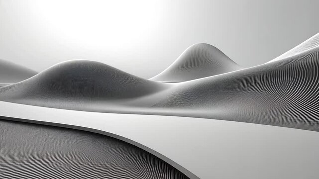 Abstract landscape with winding road and undulating dunes in monochromatic style art