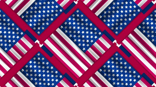 Animation of usa flag in different shapes and moving border lines. concept for national holiday and events.