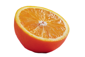 PNG Fresh half orange slice on black background showing juicy texture