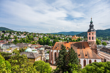 View of the historic old city of Baden-Baden in South Germany