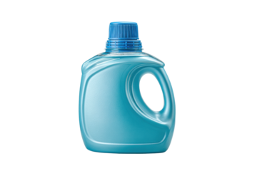 PNG Blue laundry detergent bottle with cap isolated on white background