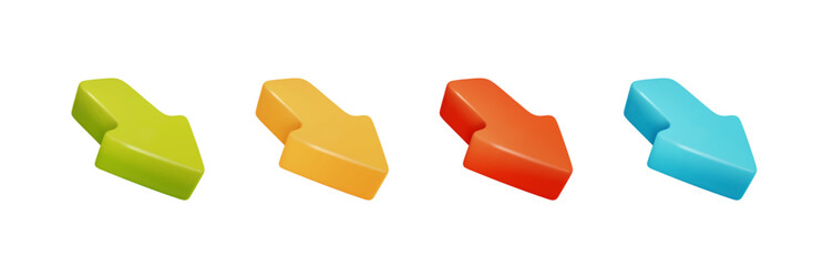 Click cursor 3d vector icon PNG. Mouse arrows pointing direction in different color. Pointer arrows isolated.