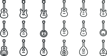 Collection of musical instrument icons for graphic design and decoration