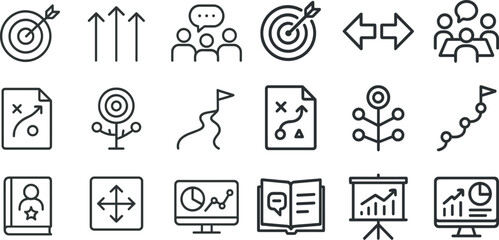 Fototapeta premium Business strategy icons set for planning and team collaboration