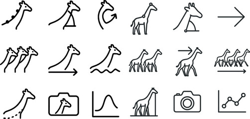 Giraffe icon set for nature and wildlife design projects