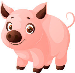 Adorable Cartoon Pig Illustration, Perfect for Childrens Books and Educational Materials