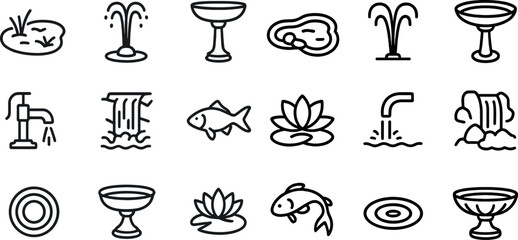 Water element icons for design and decor projects