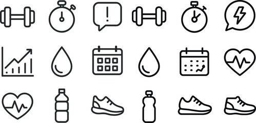 Fitness and health icons for workout and planning design