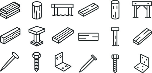 Obraz premium Construction elements icons set for design and planning projects