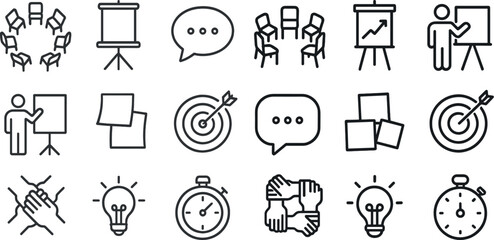Business and teamwork icons for presentation and strategy design