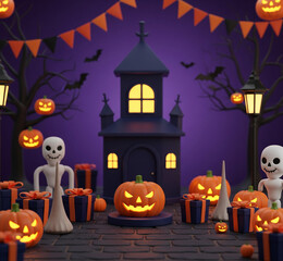 halloween background with pumpkins