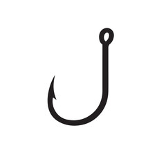 Fishing hook silhouette vector flat design.