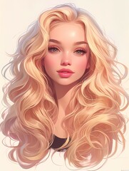 Fototapeta premium Anime young woman portrait on white background