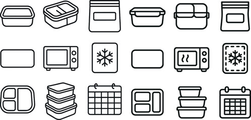 Food storage icons for meal prep and kitchen organization design