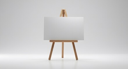 Blank Canvas on Wooden Easel in Minimalist Studio Setting: Perfect for Mockups and Art Presentations