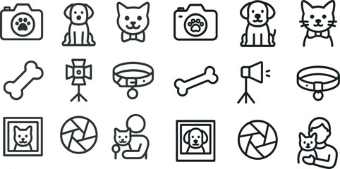 Pet icons collection featuring dogs and cats for graphic design and decor projects