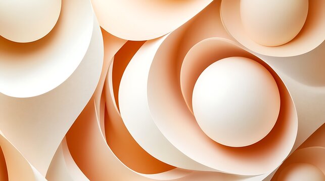 Abstract paper swirls and spheres