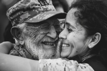 reuniting the veteran with his family, a joyous reunion