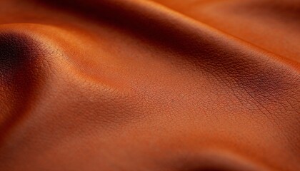 Close up of rich brown leather texture highlighting softness and natural variations