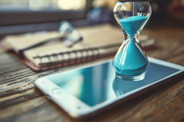 A phone or tablet with a visible timer indicating the end of screen time during the day