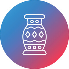 Vase Line Gradient Circle Background Icon