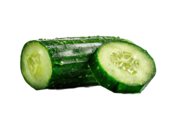 PNG Fresh sliced cucumber on black background highlighting juiciness and texture