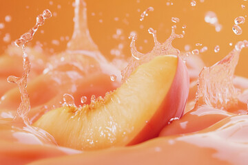 Peach juice splash in soft pastel orange