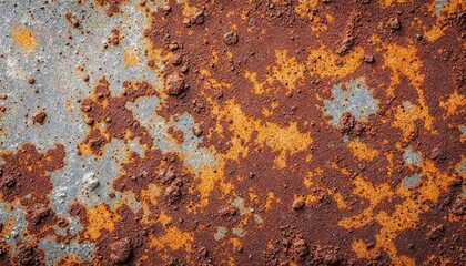 Close up of detailed rusty metal texture showing vibrant orange and brown hues with a weathered appearance