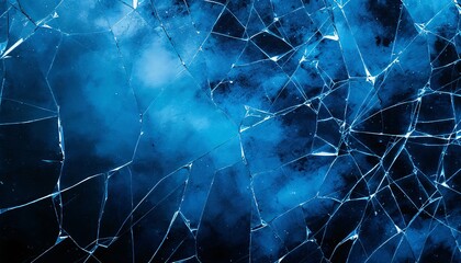 Shattered glass screen displaying intricate cracks and blue lighting for dramatic effect and texture exploration