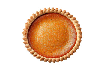PNG Delicious round pumpkin pie on black background with golden crust