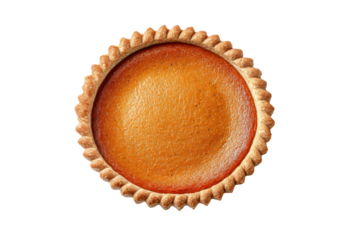 PNG Delicious round pumpkin pie on black background with golden crust